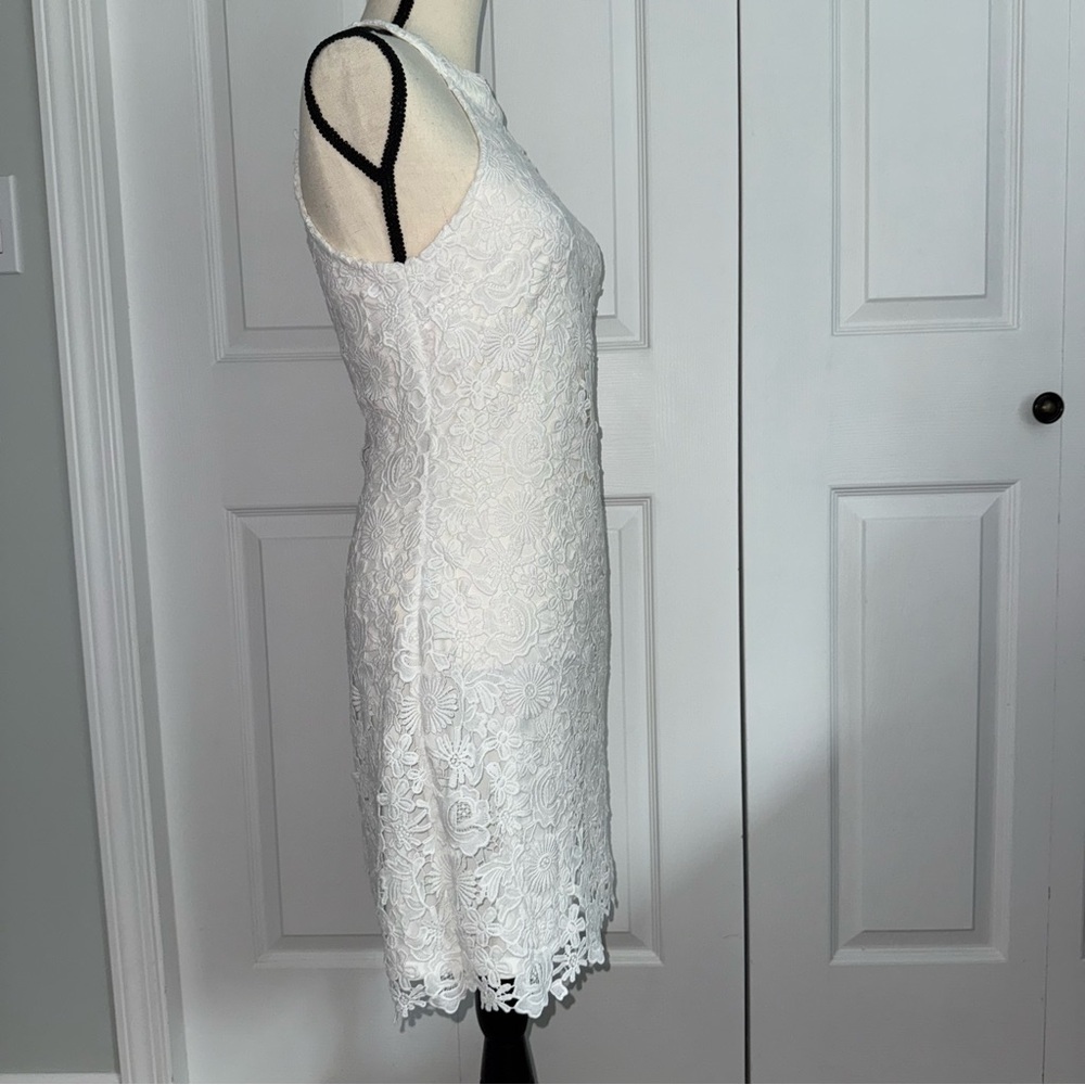 Lulu's Ivory Floral Lace Mini halter Dress lined Coastal Fairy Cottage Size M - Picture 5 of 13